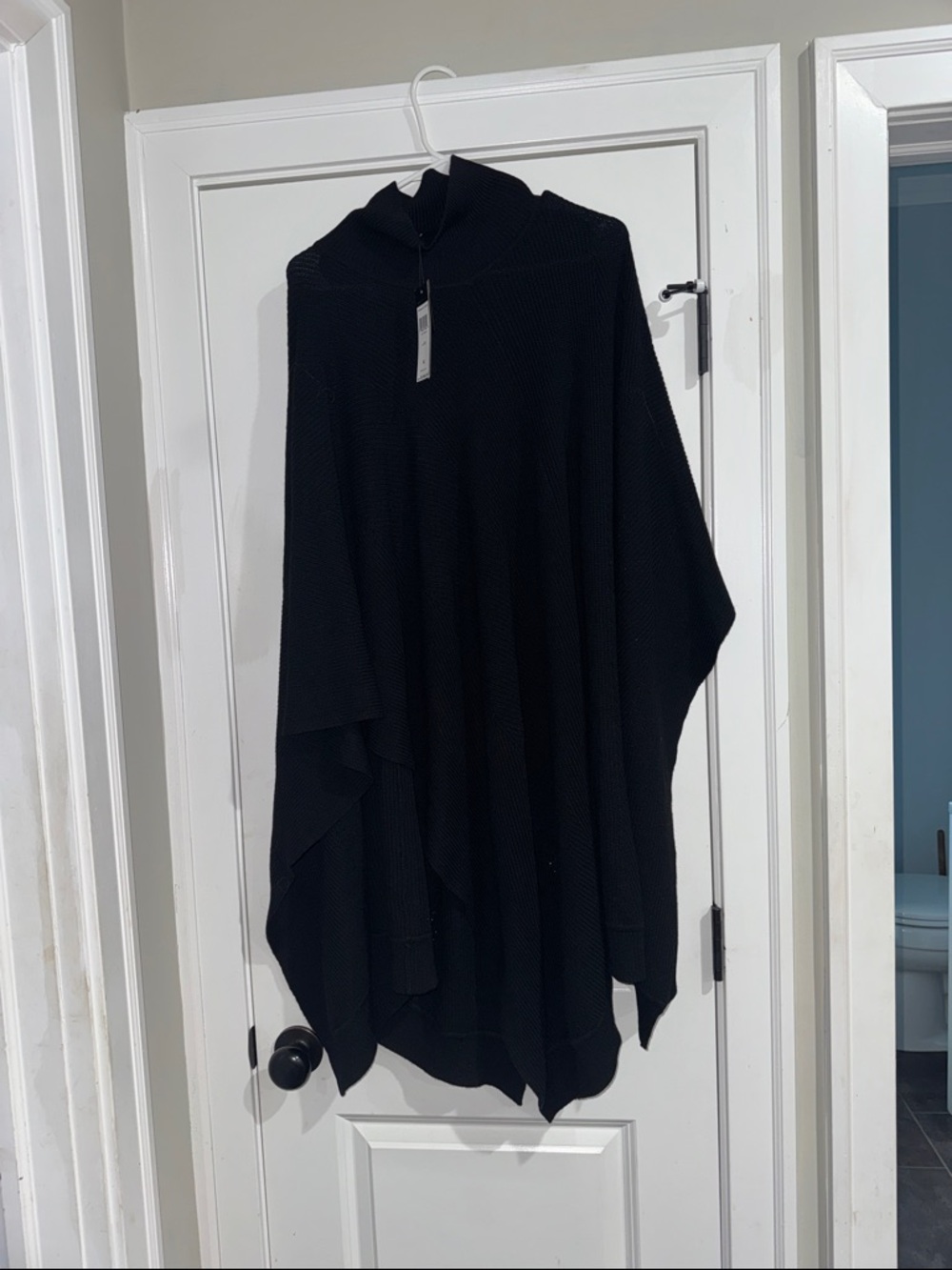 BCBGMaxAzria Black Ribbed Knit Poncho